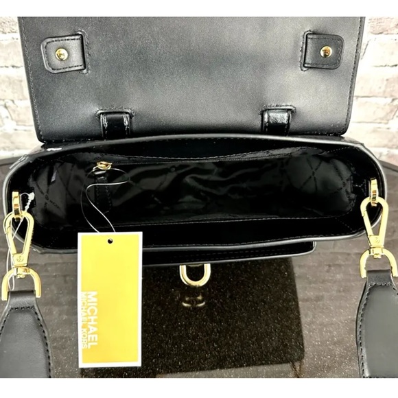 MICHAEL KORS MANHATTAN MEDIUM SATCHEL CROSSBODY SHOULDER BAG $598 Black - Picture 5 of 7